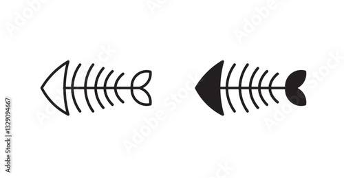Fish bones line icon vector set.