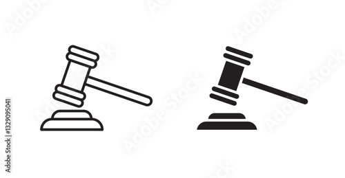 Gavel line icon vector set.