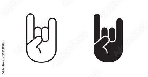 Hand Horns line icon vector set.