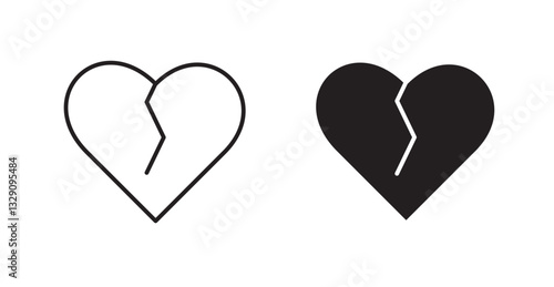 Heart Crack line icon vector set.