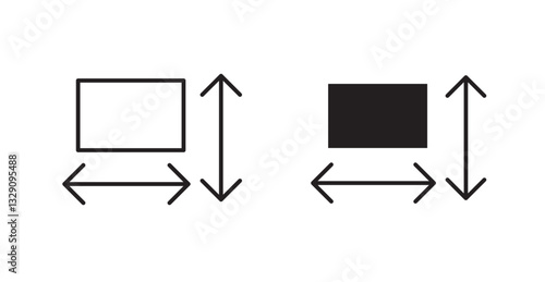 Height and width line icon vector set.