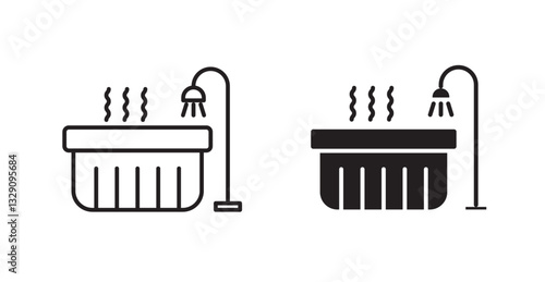 Hot tub line icon vector set.