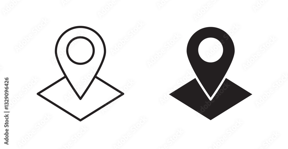Land layer location line icon vector set. Land layer location line icon vector set.