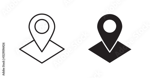 Land layer location line icon vector set.