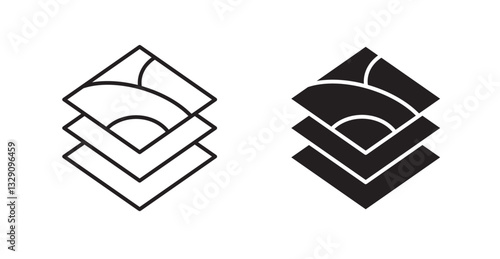 Land layers line icon vector set.