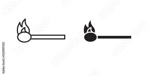 Match fire line icon vector set.