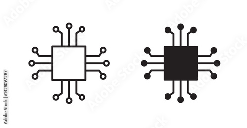 Microchip line icon vector set.