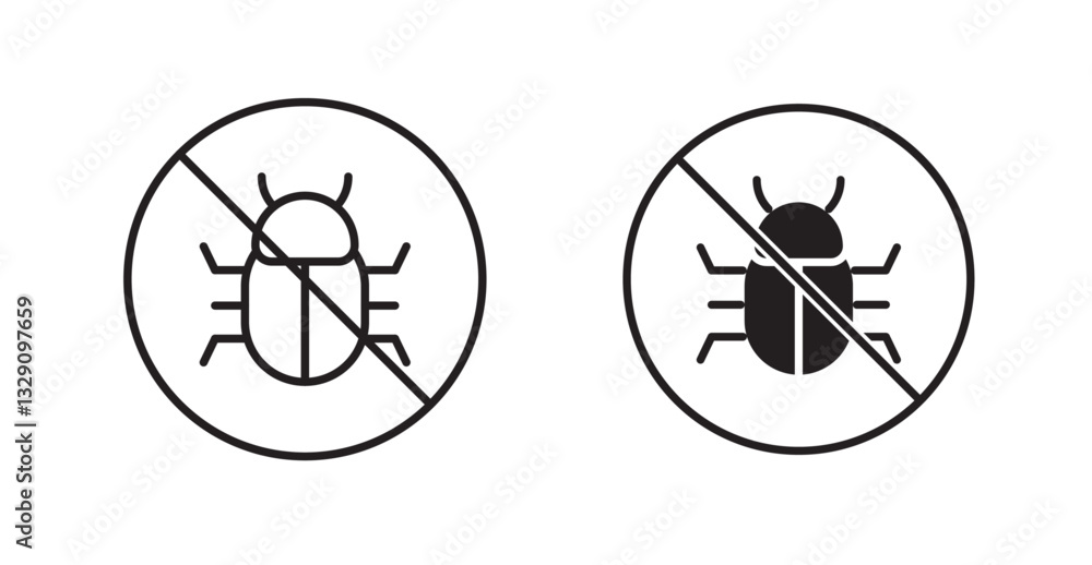 No Bug line icon vector set. No Bug line icon vector set.