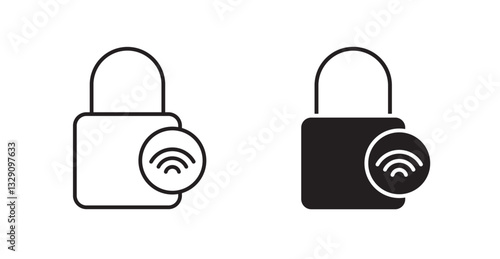 Nfc lock line icon vector set.