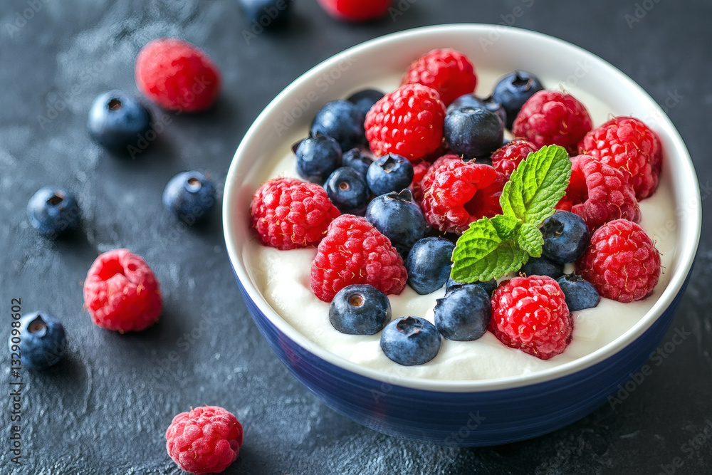 Healthy Breakfast with Fresh Berries on a Clean Background Healthy Breakfast with Fresh Berries on a Clean Background
