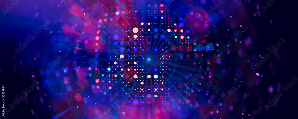 Abstract macro of quantum computing qubit cell. Subatomic patterns of cyber AI intelligence. Futuristic technology concept. 3d render illustration Abstract macro of quantum computing qubit cell. Subatomic patterns of cyber AI intelligence. Futuristic technology concept. 3d render illustration