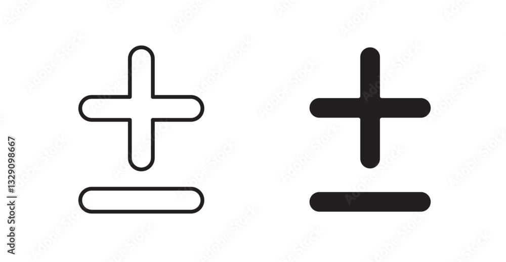Plus minus line icon vector set. Plus minus line icon vector set.