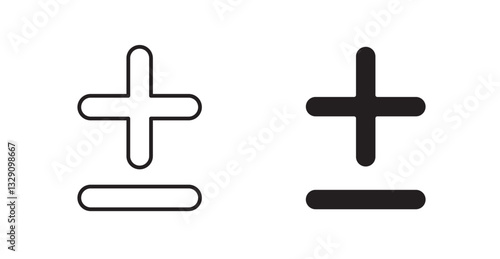 Plus minus line icon vector set.