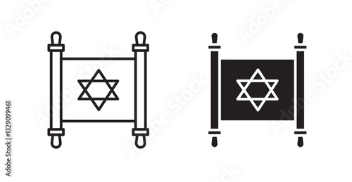 Scroll Torah line icon vector set.