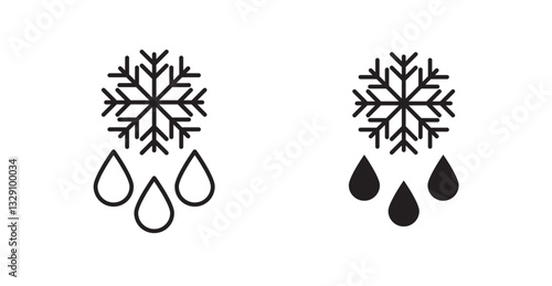 Snowflake droplets line icon vector set.