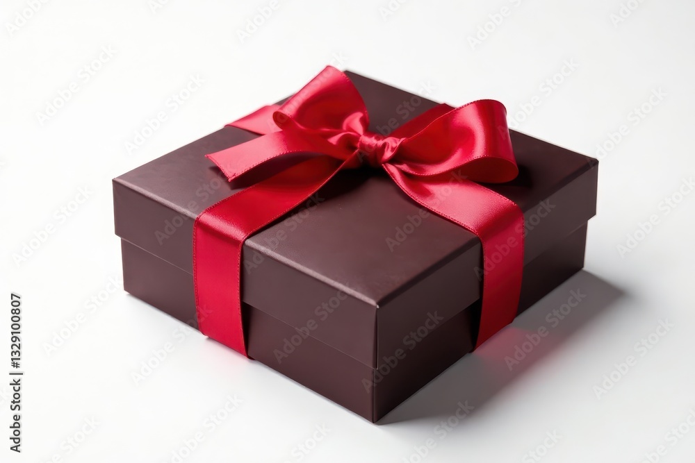 Elegant chocolate box with satin ribbon, isolated , food, sweetness Elegant chocolate box with satin ribbon, isolated , food, sweetness