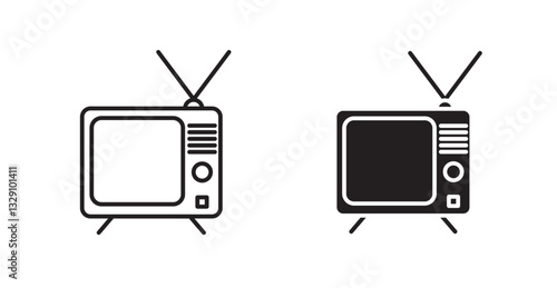 Tv retro line icon vector set.