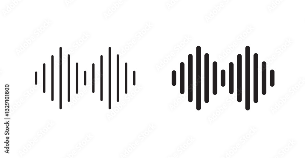 Waveform line icon vector set. Waveform line icon vector set.