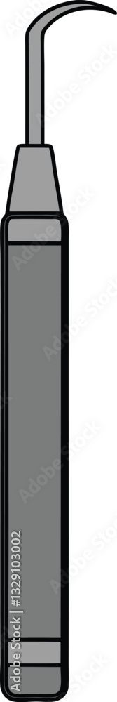 A grayscale image of a dental scaler. A grayscale image of a dental scaler.