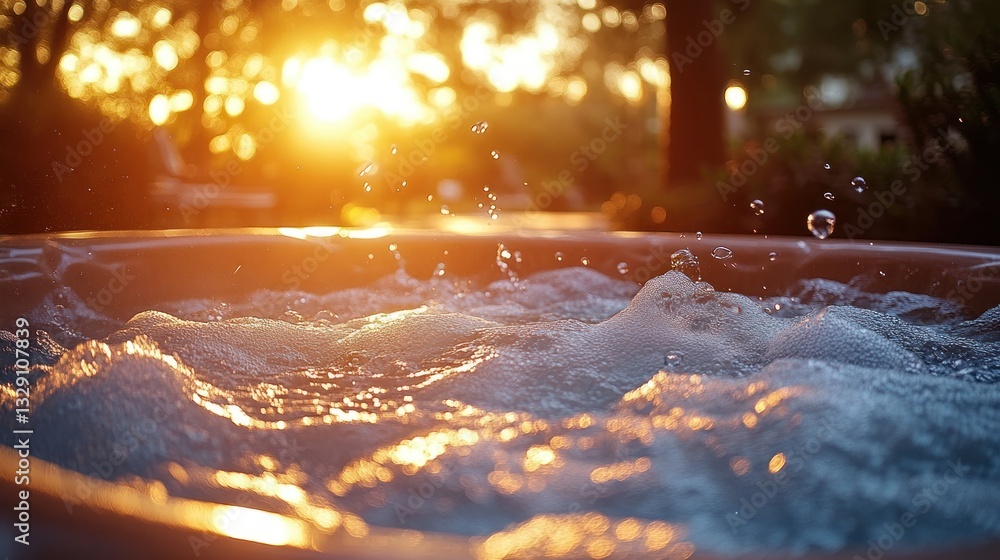 Hot tub at sunset