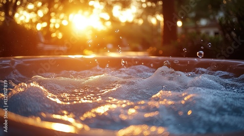 Obraz na płótnie Hot tub at sunset w salonie