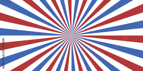 Explosion barber background with red, blue and white stripes - vector illustration