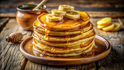 Wallpaper Mural A stack of fluffy pancakes, topped with sweet banana slices and syrup. Torontodigital.ca