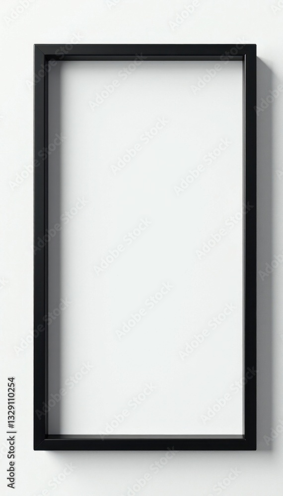 Single black frame on white backdrop, showcasing clean aesthetics , modern art, photography Single black frame on white backdrop, showcasing clean aesthetics , modern art, photography