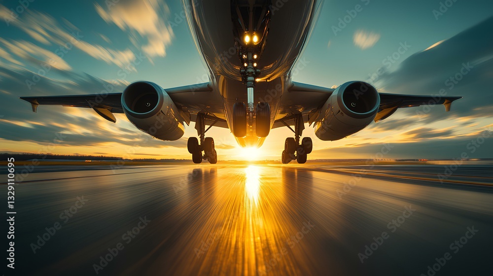 close-up of an airplane’s wheels lifting off the runway as it begins its journey