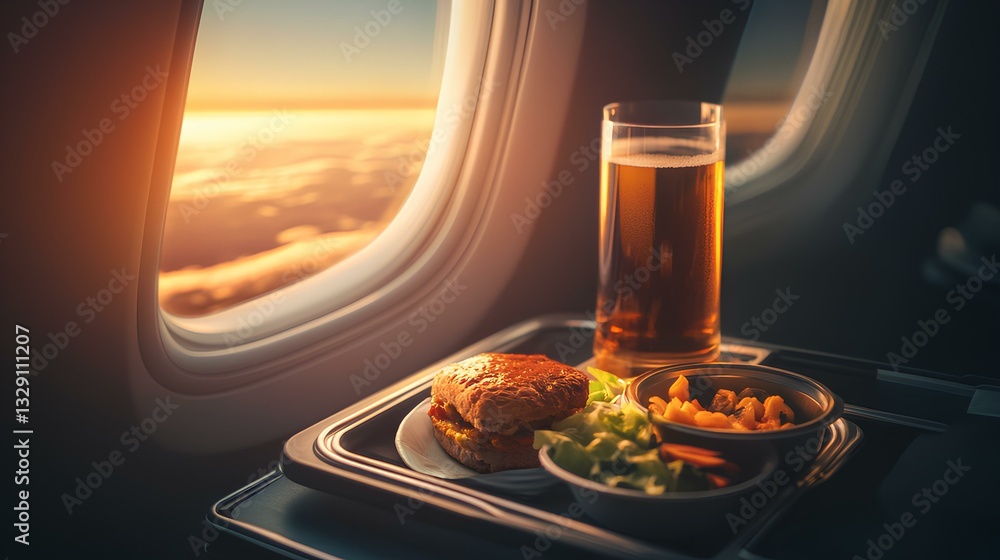 A view from a passenger’s seat showing the in-flight entertainment screen and a window with clouds outside.