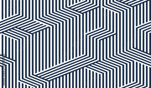 Cubes seamless pattern, abstract 3D optic background, trippy isometric linear polygon endless wallpaper, surreal effect black and white tiling pattern.