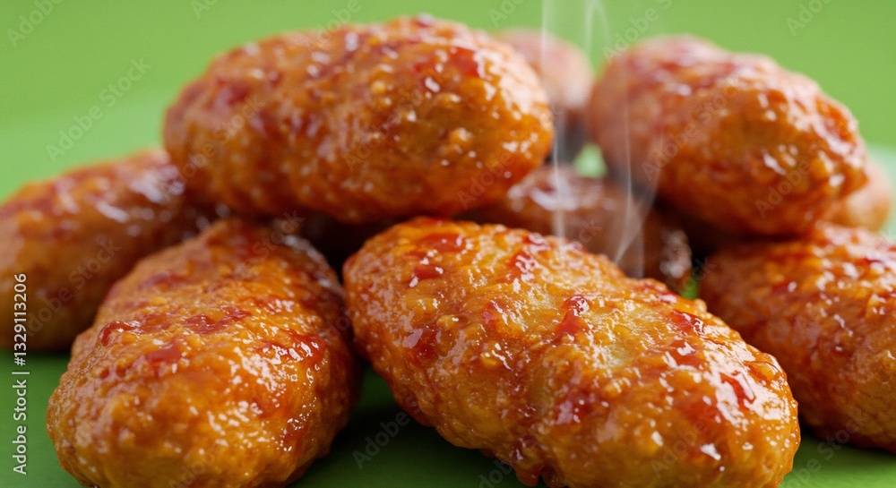 Spicy golden nuggets steam invitingly. AI Generated Spicy golden nuggets steam invitingly. AI Generated