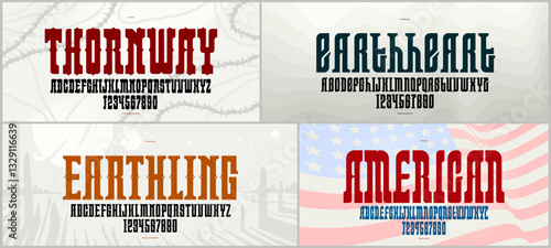 Vintage fonts vector set, c...