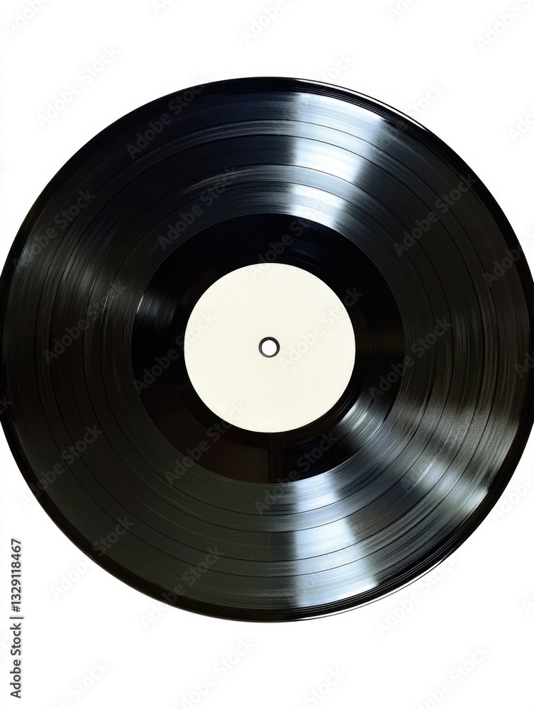 Obraz premium Close-up of a record vinyl with white label and center hole.