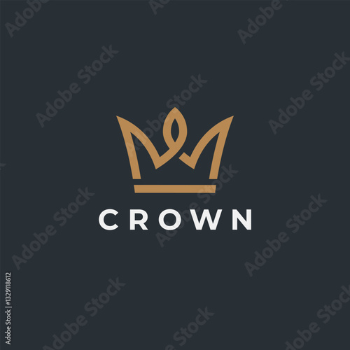 Geometric Crown Logo Design. Vintage Royal King's Crown.