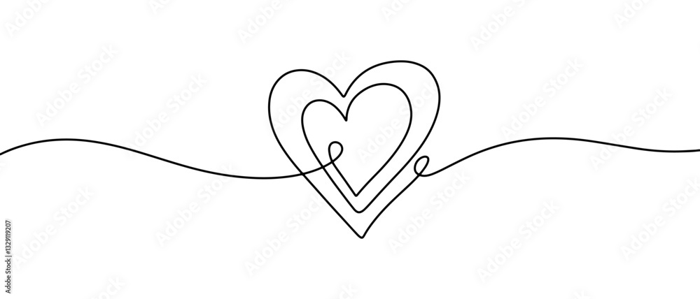 Fototapeta premium Doodle sketch style of Hand drawn Hearts Continuous One Line Drawing vector illustration for concept design.