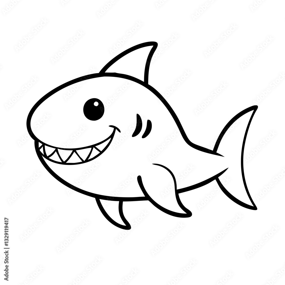 Shark Kawaii Underwater Animals Minimal Vector Icon Shark Kawaii Underwater Animals Minimal Vector Icon