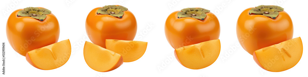 Whole Fuyu Persimmon and Slice, Cut Out Set Whole Fuyu Persimmon and Slice, Cut Out Set