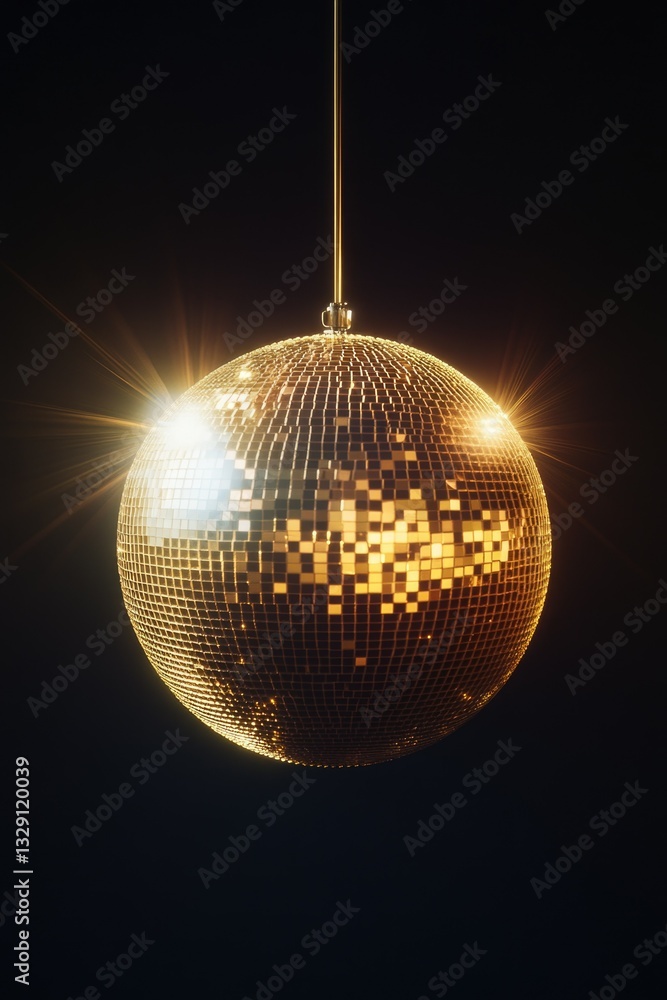 Obraz premium Reflection of light on ball surface. Shiny metallic texture. Symbol of party and dance.