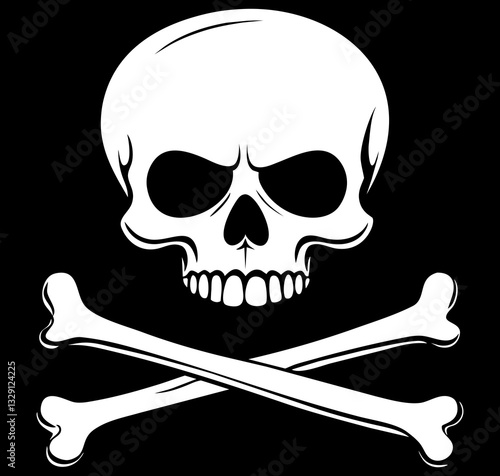 Jolly roger skull and crossbones pirate sign. Generative AI