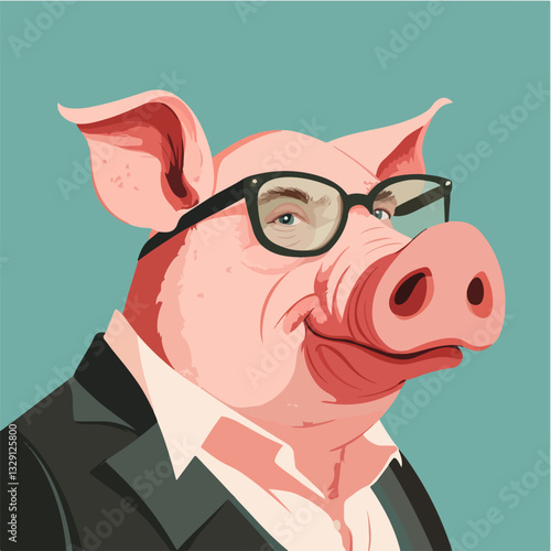 Illustration of a man with a pig's head.