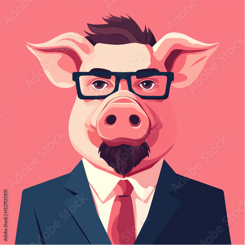 Illustration of a man with a pig's head.
