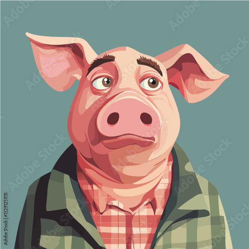 Illustration of a man with a pig's head.