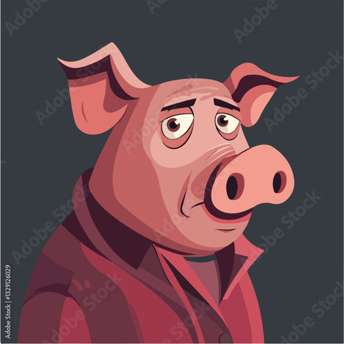 Illustration of a man with a pig's head.