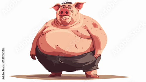Illustration of a man with a pig's head.