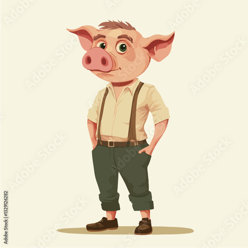 Illustration of a man with a pig's head.