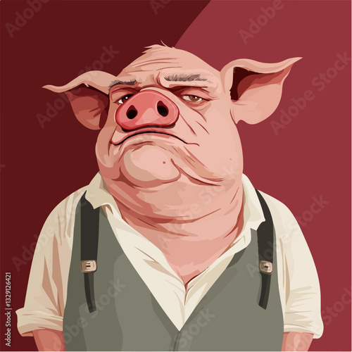 Illustration of a man with a pig's head.
