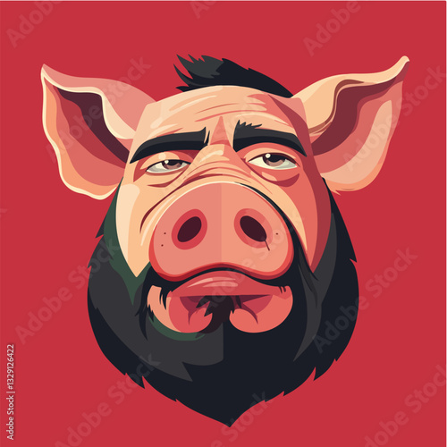 Illustration of a man with a pig's head.