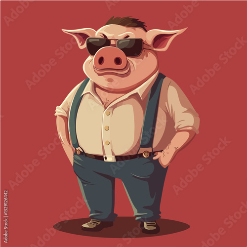 Illustration of a man with a pig's head.