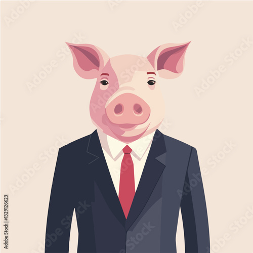Illustration of a man with a pig's head.